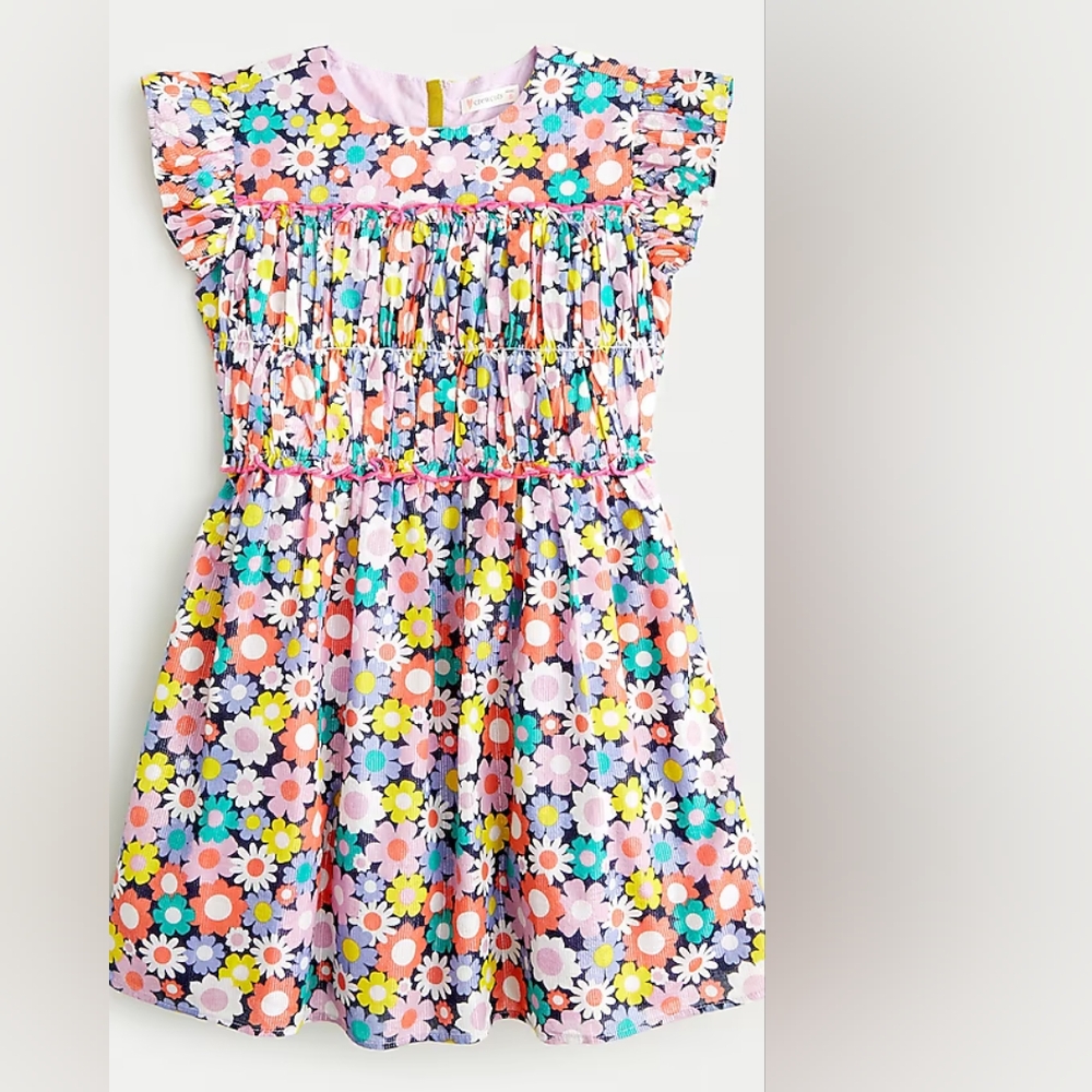 J Crew Crewcuts Smocked-Waist Dress in Floral, 10
